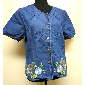 Two Twenty Collection embroidered denim shirt M
